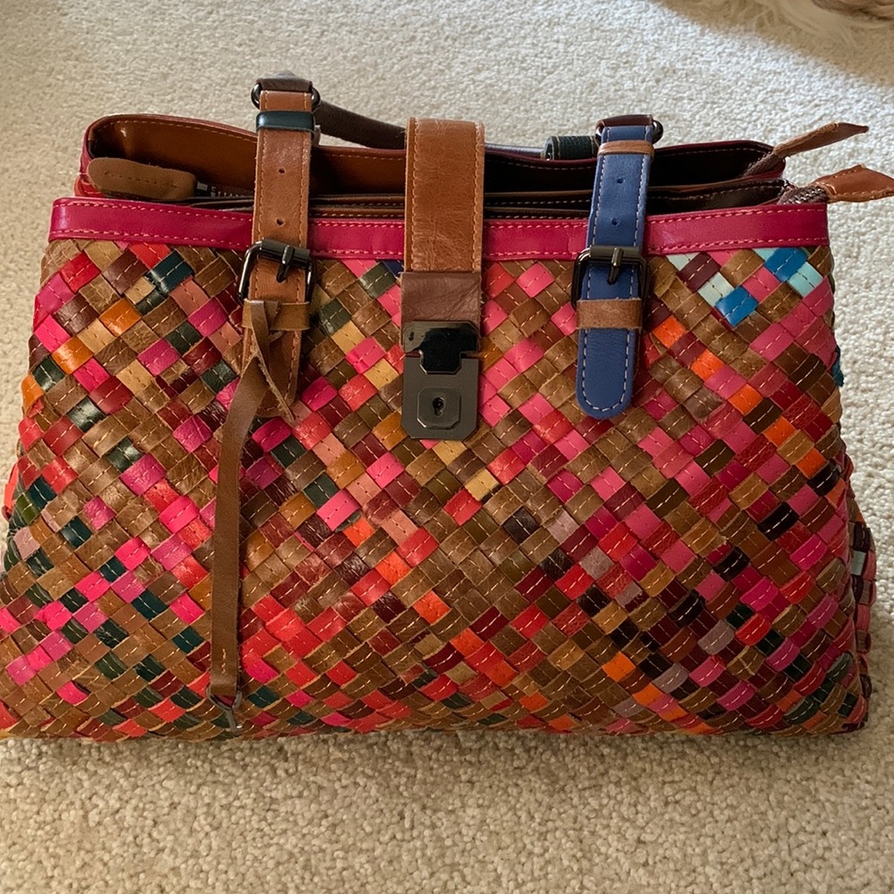 CAERLIF Genuine 100% full grain Leather Multi-Color Shoulder Bag/SatchelTote